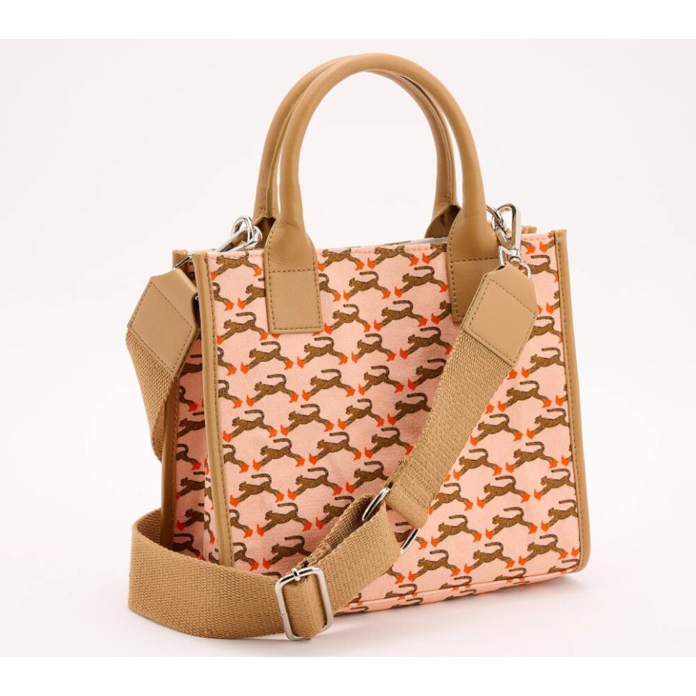 Bouffants & Broken Hearts Pink Cheetah Heel Mini Tote Crossbody